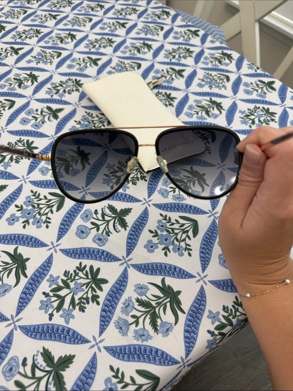 Quay Australia Black and Gold Gradient Aviator Sunglasses